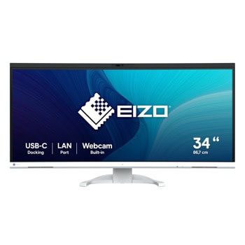 Монитор EIZO EV3450XC-WT, 34" (86.36cm) IPS панел, WQHD, 5ms, 1000:1, 300 cd/m2, DisplayPort, HDMI, USB, USB-C, LAN | JAR Computers EIZO EV3450XC-WT