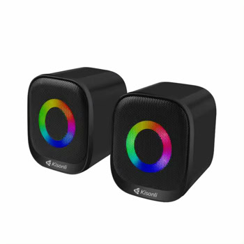 Тонколони Kisonli X3, 2.0, 6W RMS (3W + 3W), USB, AUX, черни, RGB подсветка | JAR Computers Тонколони Kisonli X3 22226