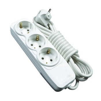 Разклонител VALVNOS, 3 гнезда, 3m, бял | JAR Computers Разклонител VALVNOS 3 гнезда, 3м, без бутон, бял