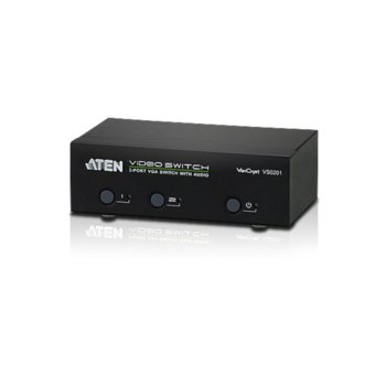 KVM суич ATEN VS0201, от 2x HDB-15(м), 3.5mm jack(ж) към 2x HDB-15(ж), 3.5mm jack(ж), 1 устройство | JAR Computers ATEN VS0201 KVM Switch