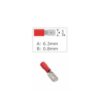 Кабелна обувка Fast On ST-075/st-065, 100 бр., червена | JAR Computers Fast On ST-075 / st-065 Red