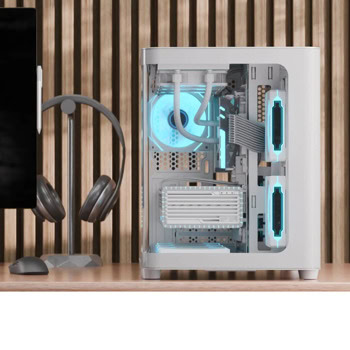 Кутия AeroCool P300C-G-WT-v1 бяла