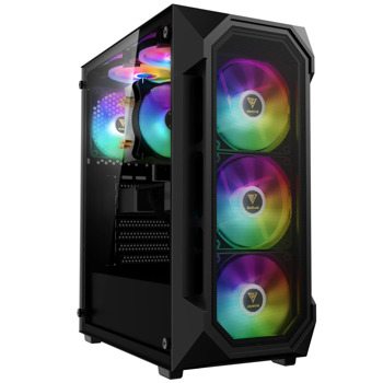 Кутия Gamdias Aura GC1 Elite, ATX/mATX/Mini-ITX, 1x USB 3.0, 4x 120mm RGB вентилатора, с прозорец, черна, без захранване | JAR Computers Gamdias Aura GC1 Elite AURA-GC1-ELITE