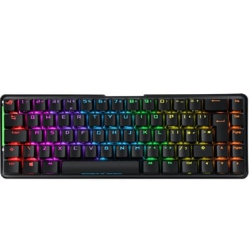 Клавиатура Asus ROG Falchion, безжична, гейминг, механична, червени Cherry MX суичове, интерактивен тъч панел, RGB подсветка, черна, USB image