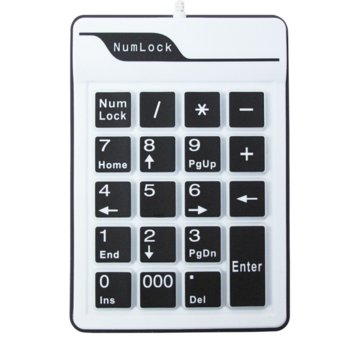 Клавиатура NumPad - 6102, Силикон, USB, Бял