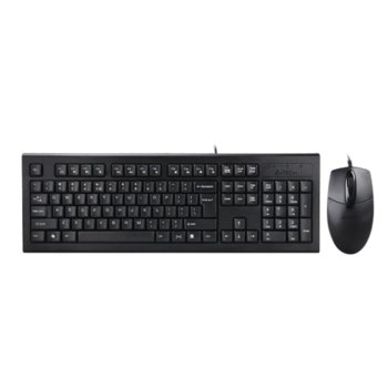 Комплект клавиатура и мишка A4Tech KR-8572, мултимедийни бутони, оптична мишка (1000 dpi), USB, черна image