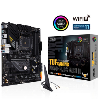 Дънна платка Asus TUF Gaming B550-Plus WIFI II, B550, AM4, DDR4, PCI-E 4.0, (DP&HDMI), 2x M.2, 6x SATA 6Gb/s, 1x USB Type C, ATX | JAR Computers Asus TUF Gaming B550-Plus WIFI II 90MB19U0-M0EAY0