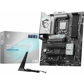 Дънна платка MSI B860 GAMING PLUS WIFI, B860, LGA1851, DDR5, PCI-E 5.0 (Thunderbolt4&DP&HDMI), 4x SATA 6Gb/s, 3x M.2 slots, 1x Thunderbolt 4, 2x USB 3.2 Gen 2 Type-A, 5GbE LAN, Wi-Fi 7, Bluetooth 5.4, ATX | JAR Computers MSI B860 GAMING PLUS WIFI 911-7E41-003