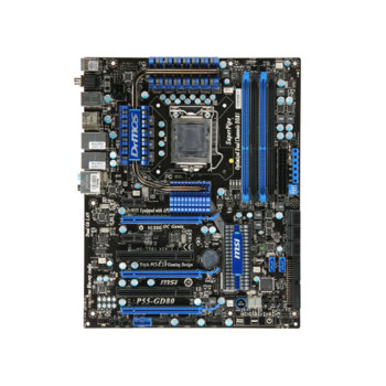 Дънна платка MSI P55-GD80, P55, LGA1156, DDR3, 3xPCI-E (SLi/CF), SB7.1, 2xLan1000, SATA RAID 0,1,5,10, 2x1394, eSATA, ATX | JAR Computers MSI P55-GD80