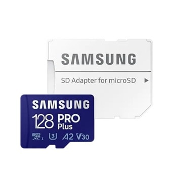 Карта памет 128GB microSDXC с адаптер, Samsung Pro Plus microSD Card, Class 10, скорост на четене до 160MB/s, скорост на запис до 120MB/s image