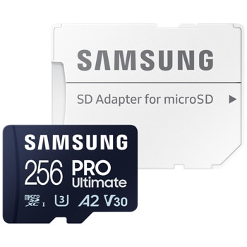 Карта памет 256GB MicroSDXC с адаптер, Samsung PRO Ultimate, Class UHS-I U3, скорост на четене до 200MB/s, скорост на запис до 130MB/s | JAR Computers Samsung MB-MY256SA/WW