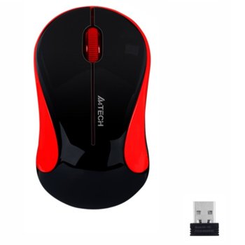 Мишка A4tech G3-270N-4 V-Track, безжична, оптична (1000 dpi), USB, черна/червена image