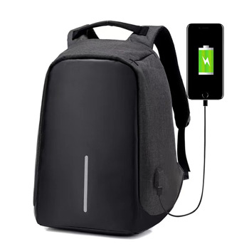 Раница за лаптоп BP-01, до 15.6" (39.62cm), полиестер, USB порт за зареждане, черна | JAR Computers Раница за лаптоп BP-01 15.6" 45283