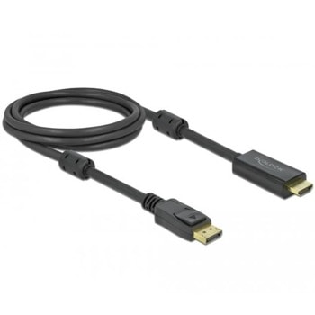 Кабел Delock 85956, от DisplayPort(м) към HDMI(м), 2m, 4K/60Hz, черен | JAR Computers Delock DisplayPort - HDMI 85956