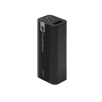 Външна батерия/power bank GP Portable 1C02A, 2600mAh, черна, 1A, 1x USB | JAR Computers GP Portable PowerBank 1C02A - 2600mAh Black