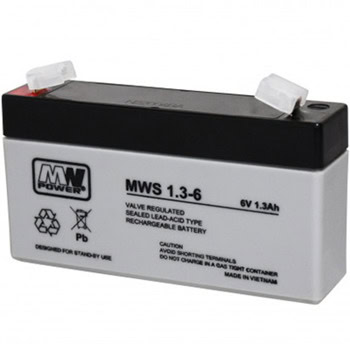 Акумулаторна батерия MW MWS 1.3-6, 6V, 1.3Ah, AGM, F1 конектори | JAR Computers MW MWS 1.3-6