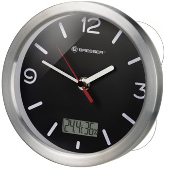 Часовник Bresser MyTime Bath 74611, механичен/цифров, часовник/влагомер/термометър, cтенен, непромокаем, сребристо-черен image