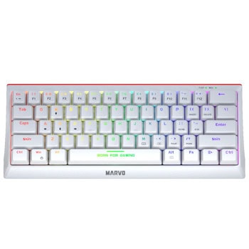 Клавиатура Marvo KG962G-WH-R Hecate 61R, механична, Marvo Red Switch, гейминг, RGB подсветка, бяла, USB | JAR Computers Marvo Hecate 61R WH KG962G-WH-R