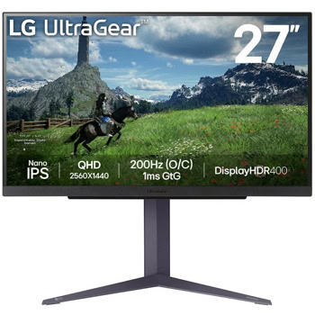 Монитор LG 27GS85Q-B, 27" (68.58cm) IPS панел, 180Hz, QHD, 1ms, 1000:1, HDR10, 400cd/m2, DisplayPort, HDMI, USB Hub | JAR Computers LG 27GS85Q-B