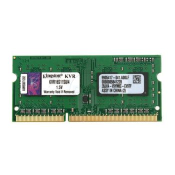 Памет 4GB DDR3 1600 MHz, SODIMM ,Kingston, Non-ECC, CL11, 1.5V, Unbuffered image