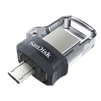 Памет 32GB USB Flash Drive, SanDisk Ultra Dual Drive m3.0, USB 3.0, micro USB, сива | JAR Computers SanDisk Ultra Dual Drive m3.0 - 32GB