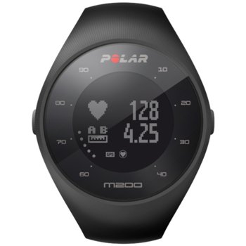 Смарт часовник Polar M200, GPS, Bluetooth, 1.02"(2.59 cm) дисплей, 4MB Flash памет, отчита главни дейности на организма, 100 спортни профила, черен | JAR Computers Polar M200 Black