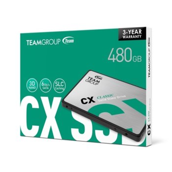 Памет SSD 480GB, Team Group CX1 (T253X5480G0C101), 2.5" (6.35 cm), скорост на четене 530 MB/s, скорост на запис 470 MB/s | JAR Computers TeamGroup CX1 480GB T253X5480G0C101