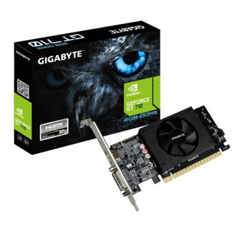 Видео карта Nvidia GF GT 710, 2GB, Gigabyte, PCI-E 2.0, GDDR5, 64-bit, HDMI, DVI | JAR Computers Gigabyte GeForce GT 710 GV-N710D5-2GL
