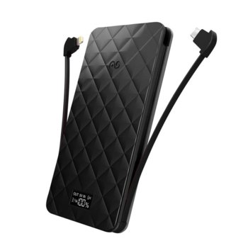 Външна батерия /power bank/ iWalk Extreme Trio, 10000mAh, USB/Lightning/Micro USB вградени кабели, 5V, 2.4A, LCD дисплея, черна | JAR Computers iWALK Extreme Trio 10000 Black