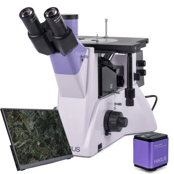 Металургичен инвертиран тринокулярен цифров микроскоп MAGUS Metal V700 BD LCD, 50-500x оптично увеличение, 30mm диаметър на тръбата на окуляра, халогенно осветление, цифрова камера MAGUS CHD40, течнокристален монитор MAGUS MCD40 | JAR Computers MAGUS Metal VD700 BD LCD