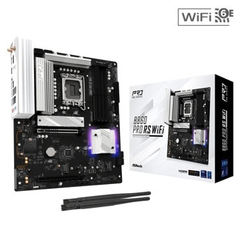 Дънна платка ASROCK B860 PRO RS WIFI, B860, LGA1851, DDR5, PCI-E 5.0, (DP&HDMI),4x SATA 6Gb/s, 3x M.2, USB 3.2 Gen2, 2.5GbE LAN, Wi-Fi 6E, Bluetooth 5.3, ATX | JAR Computers asrock b860 pro rs wifi