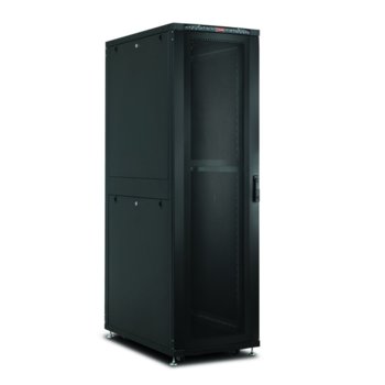 Комуникационен шкаф Lande LN-SR42U8010-LG-111, 19", 42U, 800 x 1000 мм, перфорирана врата, черен | JAR Computers Lande LN-SR42U8010-LG-111
