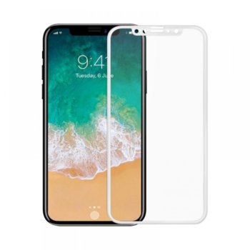 Протектор от закалено стъкло /Tempered Glass за iPhone X, 5D, 0.3 mm, бял | JAR Computers Стъклен протекторза iPhone X