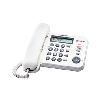 Стационарен телефон Panasonic KX-TS560FXW, LCD черно-бял дисплей, бял image