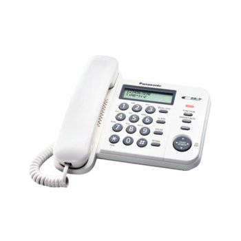 Стационарен телефон Panasonic KX-TS560FXW, LCD черно-бял дисплей, бял | JAR Computers Стационарен телефон Panasonic KX-TS560FXW