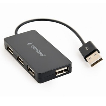 USB Хъб Gembird UHB-U2P4-04, 4 порта, от USB Type-A към 4x USB 2.0 Type-A, черен image