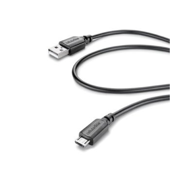 Кабел Cellularline, USB към microUSB, 115sm, черен | JAR Computers Кабел данни microUSB, 115см