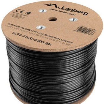 Kабел Lanberg LCF6-21CU-0305-BK, FTP, Cat6, 305m, черен | JAR Computers Lanberg LCF6-21CU-0305-BK