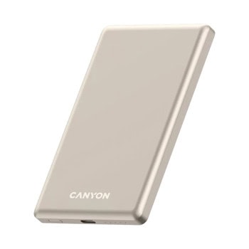 Външна батерия /power bank/ Canyon OnPower 505, 5000mAh, бежова, 1x USB-C, безжично зареждане MagSafe, 20W | JAR Computers Canyon OnPower 505 Beige CNS-CPB505BE