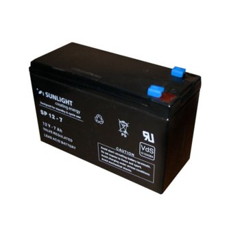 Акумулаторна батерия, Sunlight VRLA, 12V, 7Ah, F1 конектори | JAR Computers BATTERY 12V/7AH