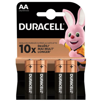 Батерии алкални Duracell DAALR6MN15004, AA, 1.5V, 4 бр. в опаковка | JAR Computers Duracell AA 1.5V 4бр DAALR6MN15004