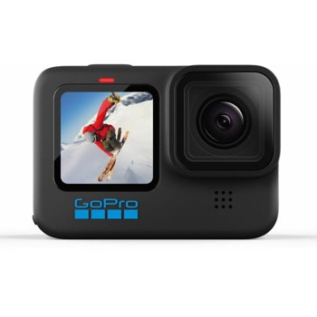Екшън камера GoPro HERO10 Black, 2.27" (5.76 cm) заден сензорен дисплей/1.4" (3.55 cm) преден дисплей, камера за екстремен спорт, 5.3K@60fps, HyperSmooth 4.0 стабилизация, гласов контрол, водоустойчива, 8x Slow motion, Bluetooth, Wi-Fi, черна image