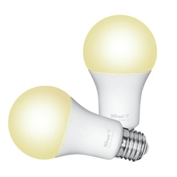 LED смарт крушки Trust Smart WiFi LED Bulb, E27, 806 lm, Wi-Fi, съвместима с Android/iOS, 2 бр. | JAR Computers TRUST Smart WiFi LED Bulb E27 Duo Pack