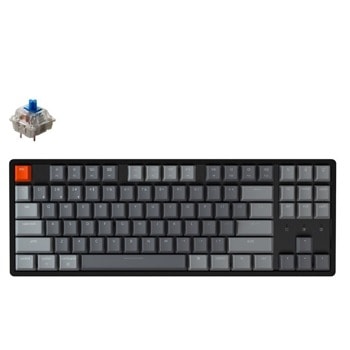 Клавиатура Keychron K8-C2, безжична, гейминг, механична, сини TKL Gateron суичове, RGB подсветка, черна, Bluetooth, USB image