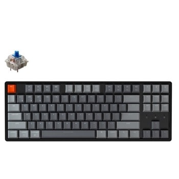 Клавиатура Keychron K8-C2, безжична, гейминг, механична, сини TKL Gateron суичове, RGB подсветка, черна, Bluetooth, USB | JAR Computers Keychron K8-C2