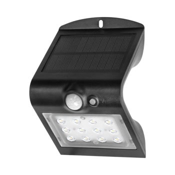 LED соларна лампа Adviti Siloe, 1.5W, 190 lm, 4000K, IP65 защита, за стена, със сензор, черна | JAR Computers Adviti AD-SL-6083BLR4