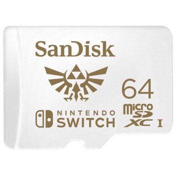 Карта памет 64GB microSDXC SanDisk, UHS-I, скорост на четене 100МB/s, скорост на запис 60MB/s, за Nintendo Switch image