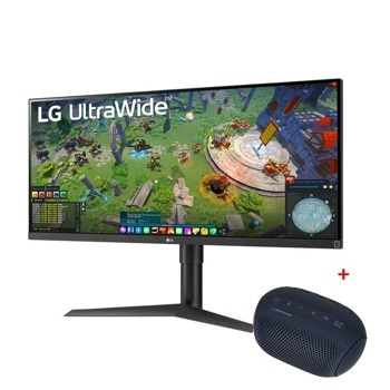 Монитор LG 34WP65G-B с подарък тонколона LG XBOOMGo PL2, 34" (86.36 cm) IPS панел, 75Hz, UW-FHD, 5ms, 1000:1, 400cd/m2, DisplayPort, HDMI, USB Type-C | JAR Computers LG 34WP65G-B + XBOOMGo PL2