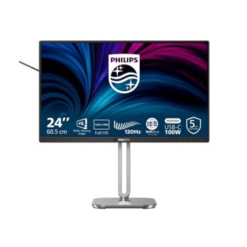 Монитор Philips 24B2U4301/00, 23.8" (60.45cm) IPS панел, 120Hz, Full HD, 4ms, 50 000 000:1, 300cd/m2, DisplayPort, HDMI, USB, USB-C, LAN | JAR Computers Philips 24B2U4301/00