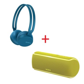 Комплект Sony WH-CH400 Blue + SRS-XB21 Yellow